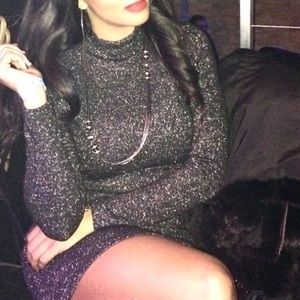 ZARA “TRF” Metallic Glitter Sparkle Open Back Dress in Black & Silver - Size S